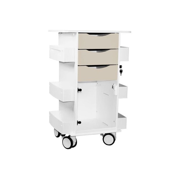 Trippnt Deluxe Medical Cart with Clear Hinged Door, 23"W x 19"D x 35"H, Almond Beige 53518 - main